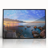 Large abstract wall art depicting an African scenery in black and white, framed acrylic.