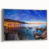 Framed canvas depicting a colorful African landscape, ideal for adding a vintage touch to a living room.