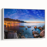 Vintage poster art of a South African scenery on framed canvas, featuring a palette of vibrant, colorful art.