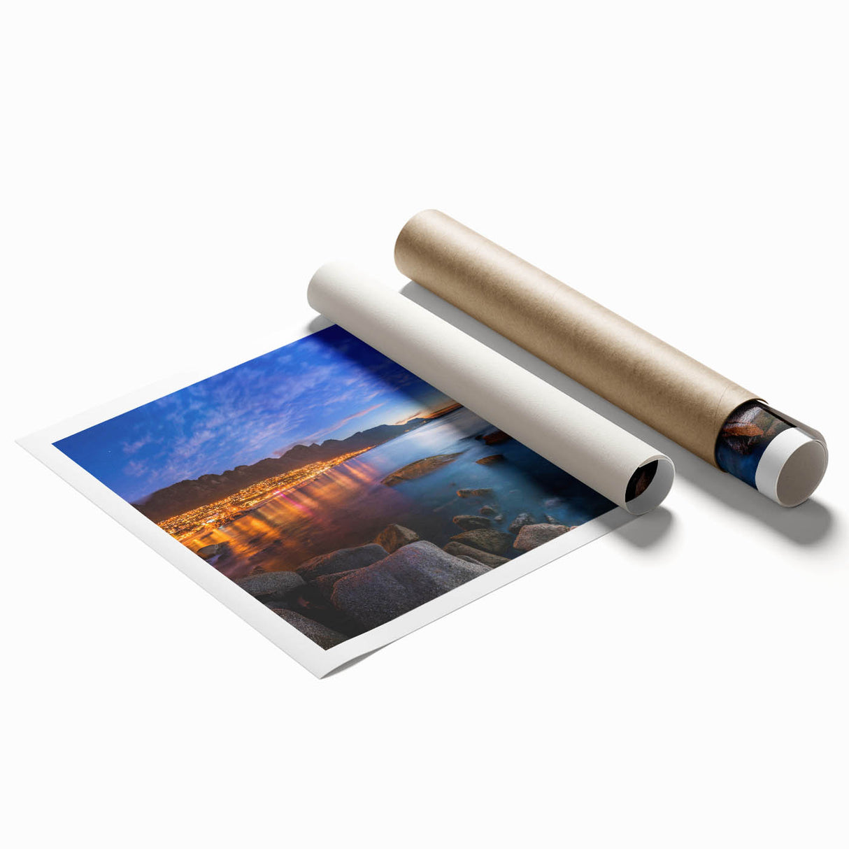 Extra large rolled print featuring a serene African landscape with vibrant green and earth tones.