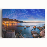 Black and white acrylic print of an African savannah scene on stretched canvas, ideal for kitchen wall art.