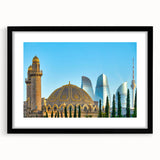 Extra large abstract art print depicting colorful textured scenery, in a black frame, ideal for living room decor.