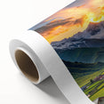Art deco poster depicting a serene Georgian landscape in soft pastel hues on rolled canvas, ideal for nursery wall art.