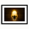 Extra large abstract art print featuring a colorful, textured depiction of a scenic Indian landscape, framed in black.
