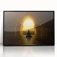 Large abstract wall art featuring a mid-century modernist style with vibrant colors on a framed acrylic.