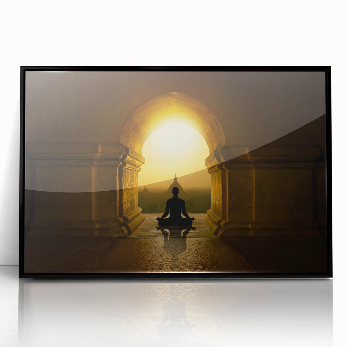 Large abstract wall art featuring a mid-century modernist style with vibrant colors on a framed acrylic.