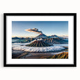 Extra large abstract art print featuring a colorful, textured Indonesian landscape on a framed black mat.