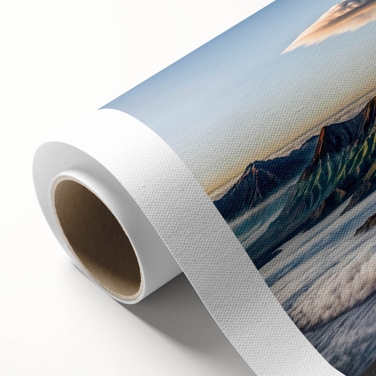 Art Deco poster of an Indonesian landscape in soft pastel shades on rolled canvas, ideal for nursery wall art.