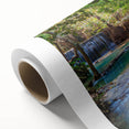 Art Deco style poster depicting a serene Laotian landscape on rolled canvas, ideal for nursery wall art.