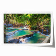 Extra large rolled print of a Laos landscape with vibrant greenery and floral elements, ideal for art wall dining room decor.