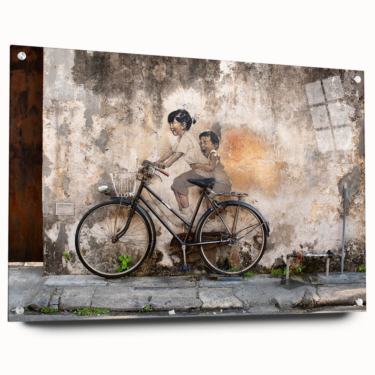 Acrylic print of a large abstract depiction of a Malaysian landscape in muted earth tones.