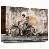 Large abstract wall art depicting a Malaysian landscape in muted green and blue tones, acrylic print.