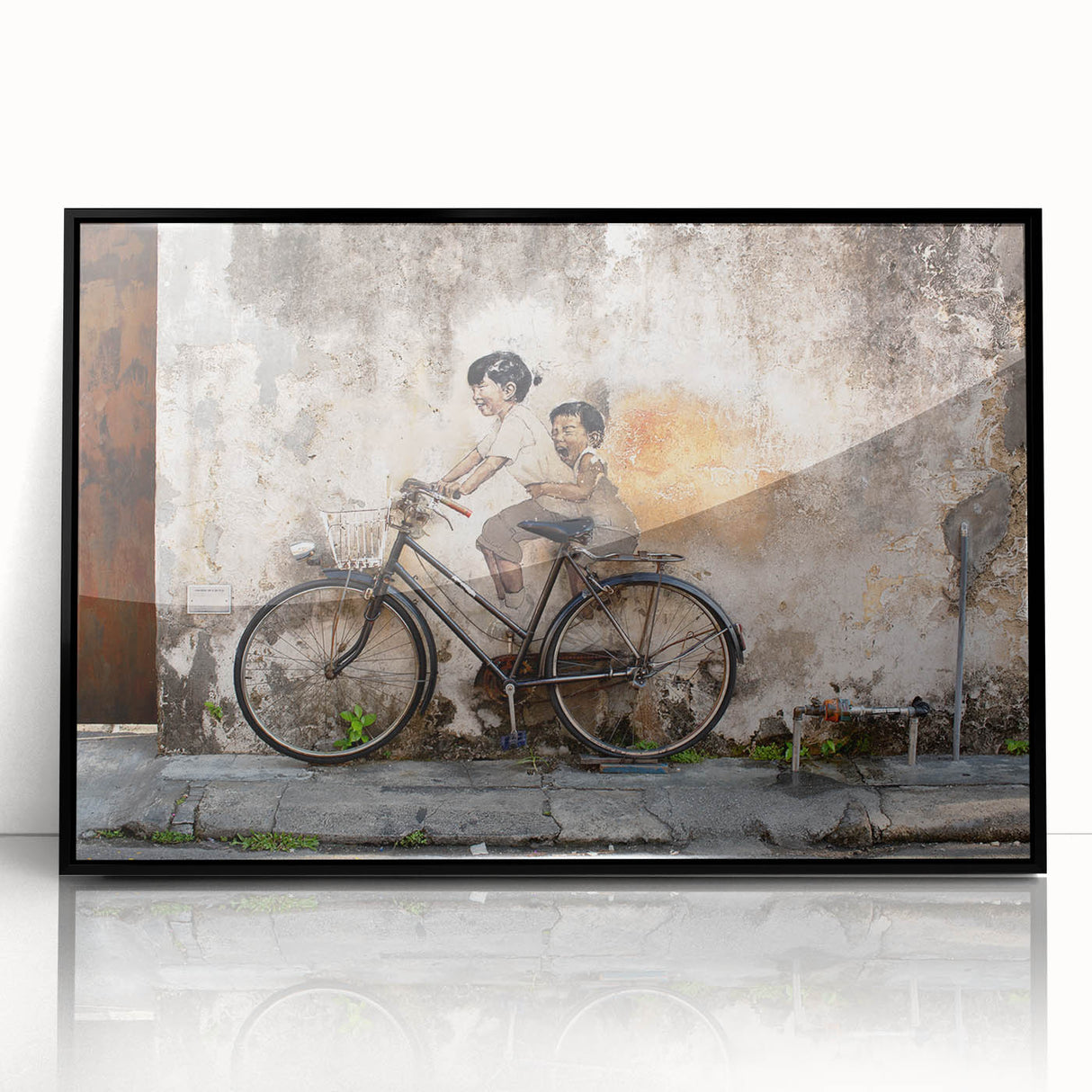 Large abstract wall art depicting a vibrant Malaysian landscape on a black framed acrylic.