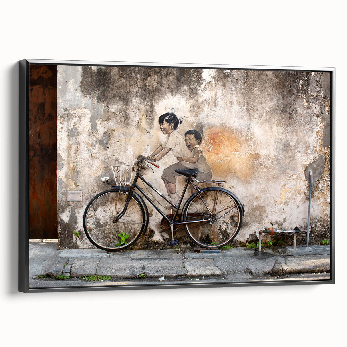 Black and white landscape art painting of a Malaysian scenery on framed canvas, suitable for bedroom decor.