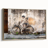 Framed canvas depicting a vintage-style Malaysian landscape in muted gold and black tones, suitable for bedroom wall art.