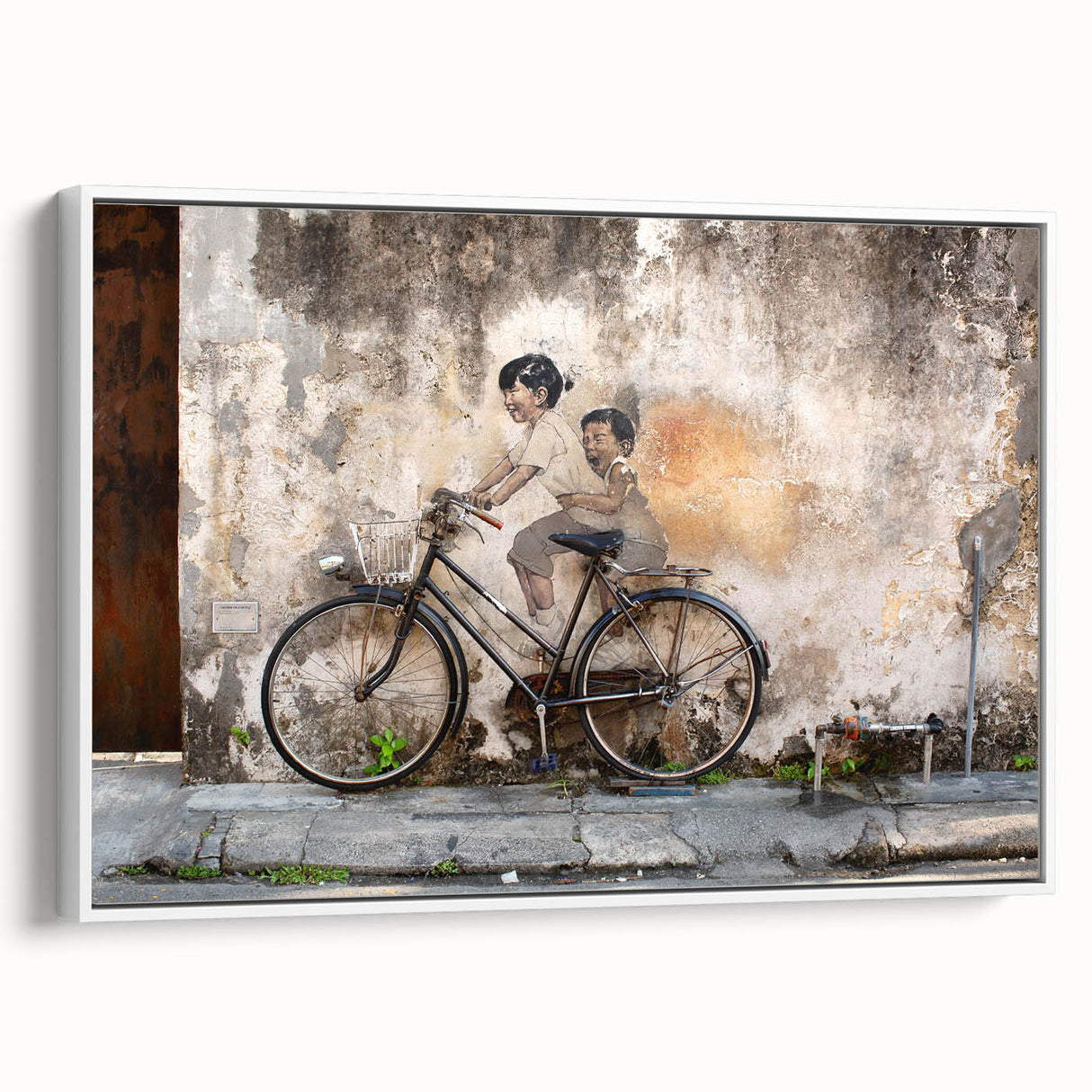 Vintage poster art of a Malaysian landscape in vibrant colors on a large framed canvas, ideal for living room decor.