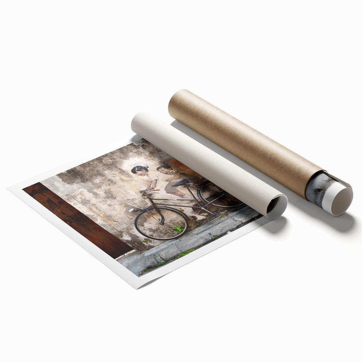 Extra large rolled print of a Malaysian landscape with vibrant floral elements, ideal for classy bathroom wall art.