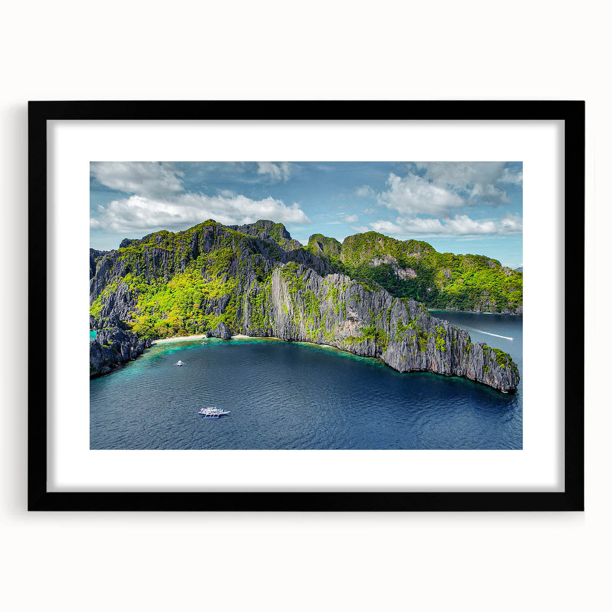 Extra large abstract art print featuring a colorful, textured Philippine scenery on a framed black mat.