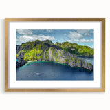 Extra large abstract art print depicting textured scenery of the Philippines in a gold frame, suited for living room decor.