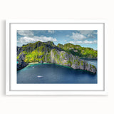 Abstract art print depicting a serene Philippine landscape in muted earth tones, framed with a white mat.