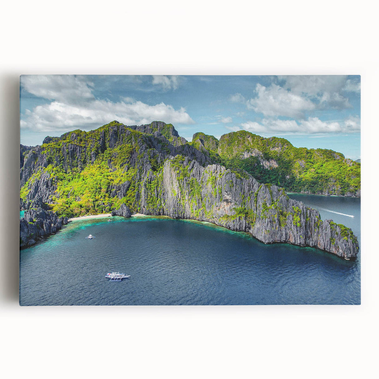 Black and white photograph of a Philippine landscape on stretched canvas, ideal for kitchen wall art.