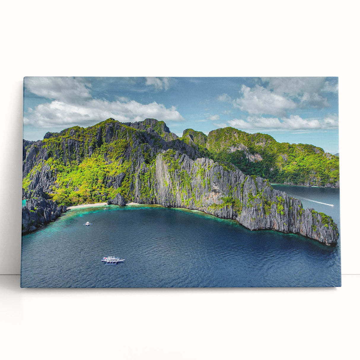 Black and white stretched canvas of a Philippine landscape, ideal for kitchen wall art or bedroom decor.