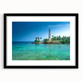 Extra large abstract art print of a colorful Sri Lankan scenery on textured canvas, framed in black.