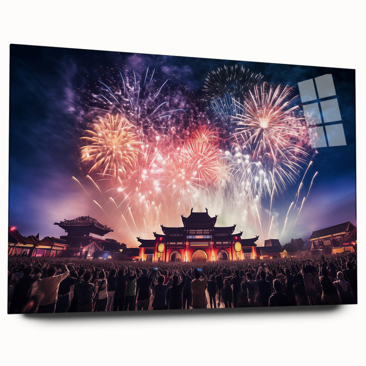 Large abstract wall art depicting a serene Taiwanese landscape in muted earth tones on acrylic glass.