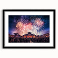 Extra large abstract art print of vibrant, colorful Taiwanese scenery on textured canvas, framed in black.