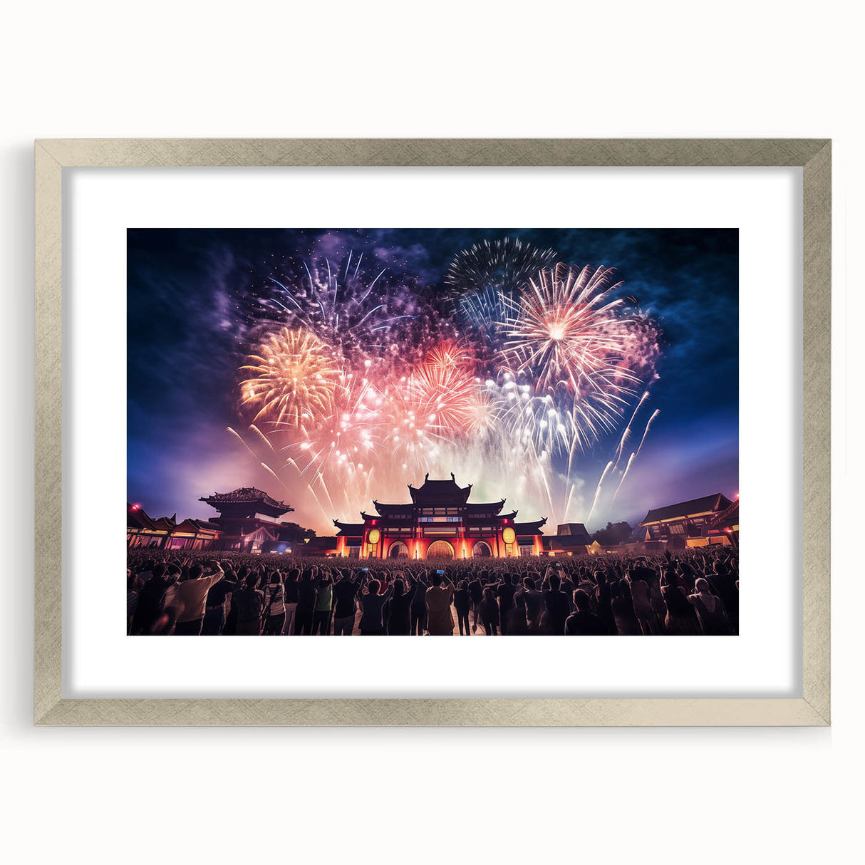 Textured art print of an abstract Taiwanese landscape in muted earth tones, silver-framed with mat.
