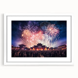 Abstract art print of a Taiwanese landscape in muted earth tones on a white-framed mat.