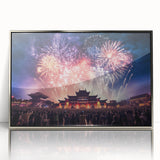 Framed acrylic print of a mid-century modernist Taiwan scenery in muted earth tones, ideal for modern art wall decor.