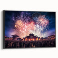 Framed canvas of a black and white vintage landscape painting depicting Asian scenery, ideal for bedroom wall art.
