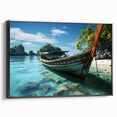 Black and white landscape art painting of Thai scenery on framed canvas, ideal for bedroom wall decor.