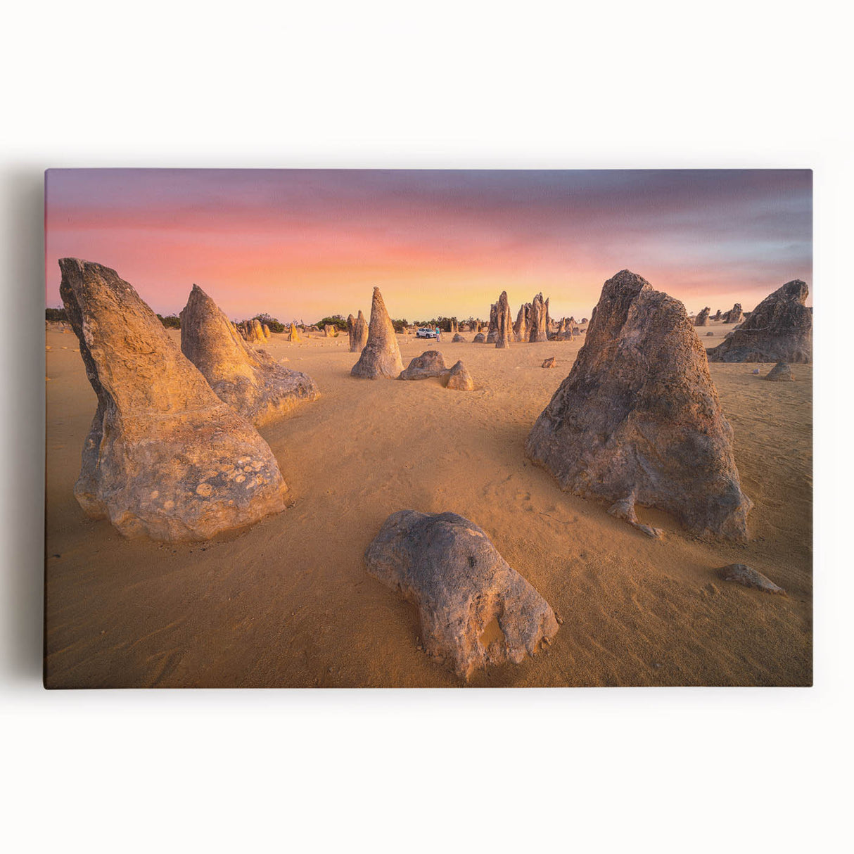 Black and white stretched canvas of Perth skyline, ideal for kitchen wall art.