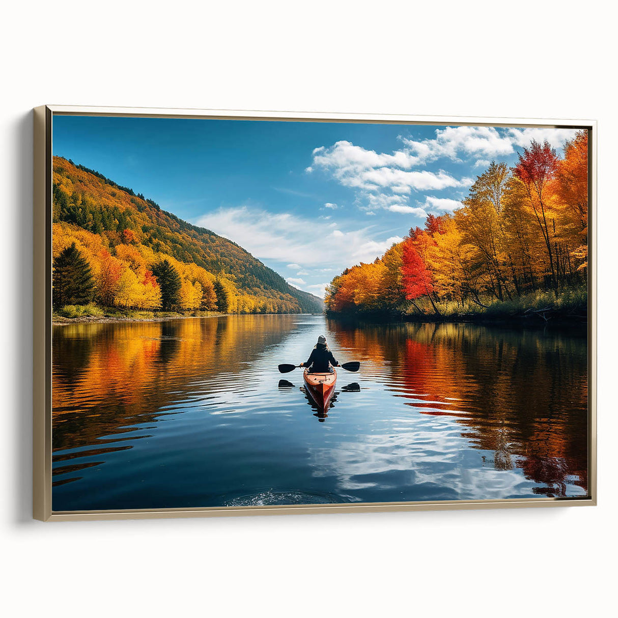 Framed canvas of a vintage-style Quebec landscape in muted earth tones, ideal for bedroom wall art.