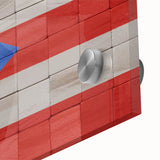 Large abstract wall art print of Caribbean scenery on acrylic glass, featuring vibrant blue and green hues.