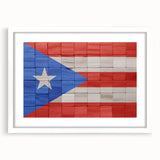 Textured abstract art print of a Caribbean scene in muted blues and greens on a framed canvas, ideal for bedroom art.