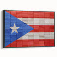 Black and white framed canvas of a vintage Puerto Rican landscape, ideal for bedroom decor.