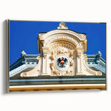 Framed canvas featuring a black and white vintage landscape of an Austrian scenery, ideal for bedroom wall art.
