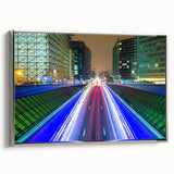 Framed canvas featuring a vintage-style landscape art painting of a European city in Belgium, with muted colors.