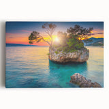 Black and white photograph of a scenic Croatian landscape on a large stretched canvas, ideal for kitchen wall art.