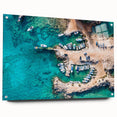 Acrylic print of a European Cyprus landscape, in muted earth tones, ideal for dining room decor.