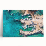 Black and white stretched canvas of a European Cyprus scenery, ideal for kitchen wall art.