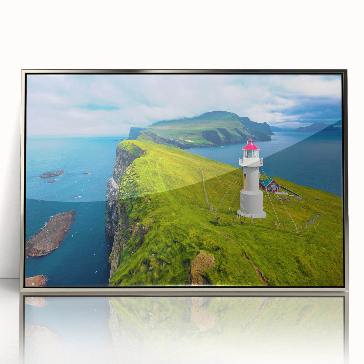 Large art print of a European Danish scenery in muted earth tones on a framed acrylic, suitable for modern art wall decor.