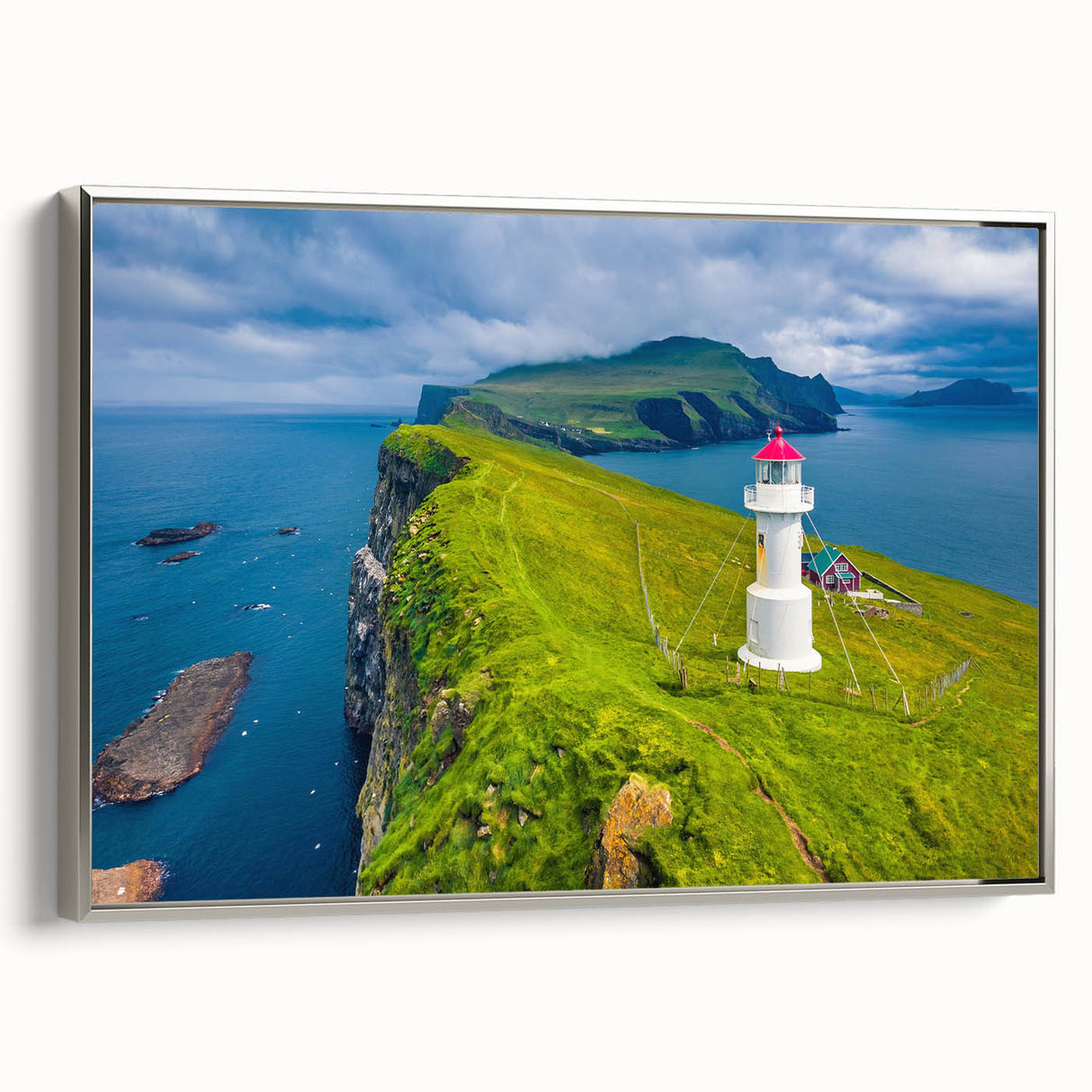 Landscape art painting of a European scenery on a framed canvas, featuring muted earth tones, ideal for living room decor.