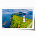 Extra large rolled print of a Danish landscape featuring muted green and blue tones, ideal for art wall dining room.