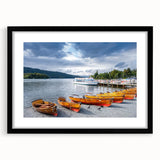 Extra large abstract art print of a colorful, textured Cumbria landscape on a framed black mat, ideal for living room decor.