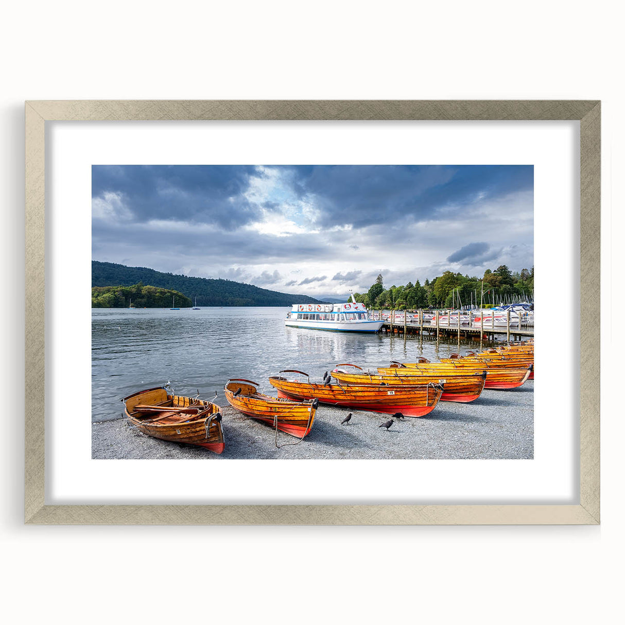 Extra large abstract art print of Cumbria's scenery in muted earth tones on a framed canvas, ideal for living room decor.