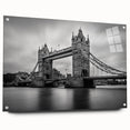 Acrylic print of London scenery with muted blue and gray tones, ideal for dining room decor.